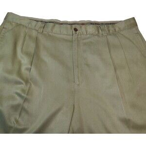 Tommy Bahama 100% Silk Pants Mens 42" Pleated Cuffed Trousers Relax Fit Beige
